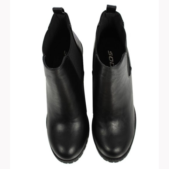pull on slip on womens black leather boots
